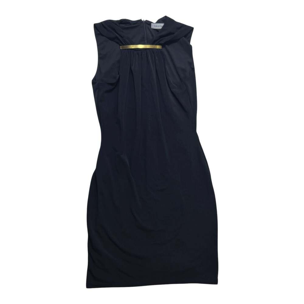 Calvin Klein Sleeveless Black Sheath Dress with Gold Tone Hardware - Picture 1 of 4